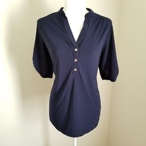 PerSeption Concept Midsleeve Tri-button Tunic Top